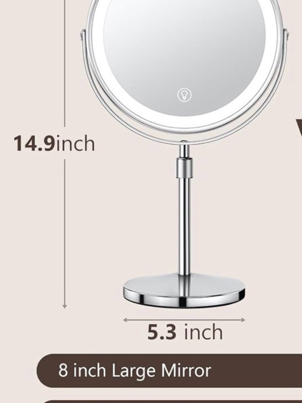LED Lighted Standing Vanity Mirror in Silver
